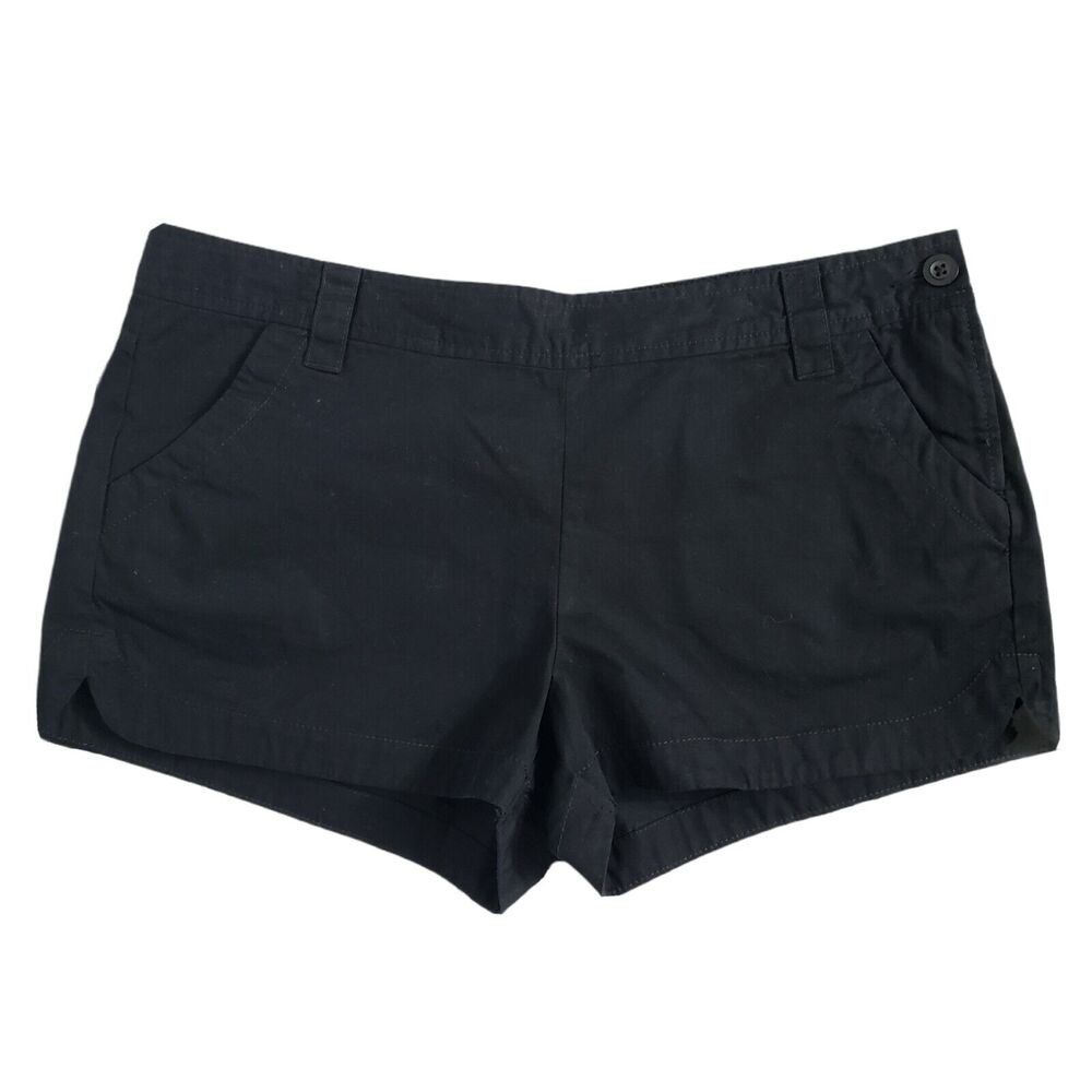 Old Navy Womens Shorts Size 10 Mid Rise Chino Black 100% Cotton Side Zip Pockets